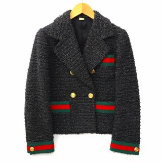 グッチ(Gucci)のグッチ ウェブライン 金ボタン ツイード ダブルブレスト ジャケット 38(その他)