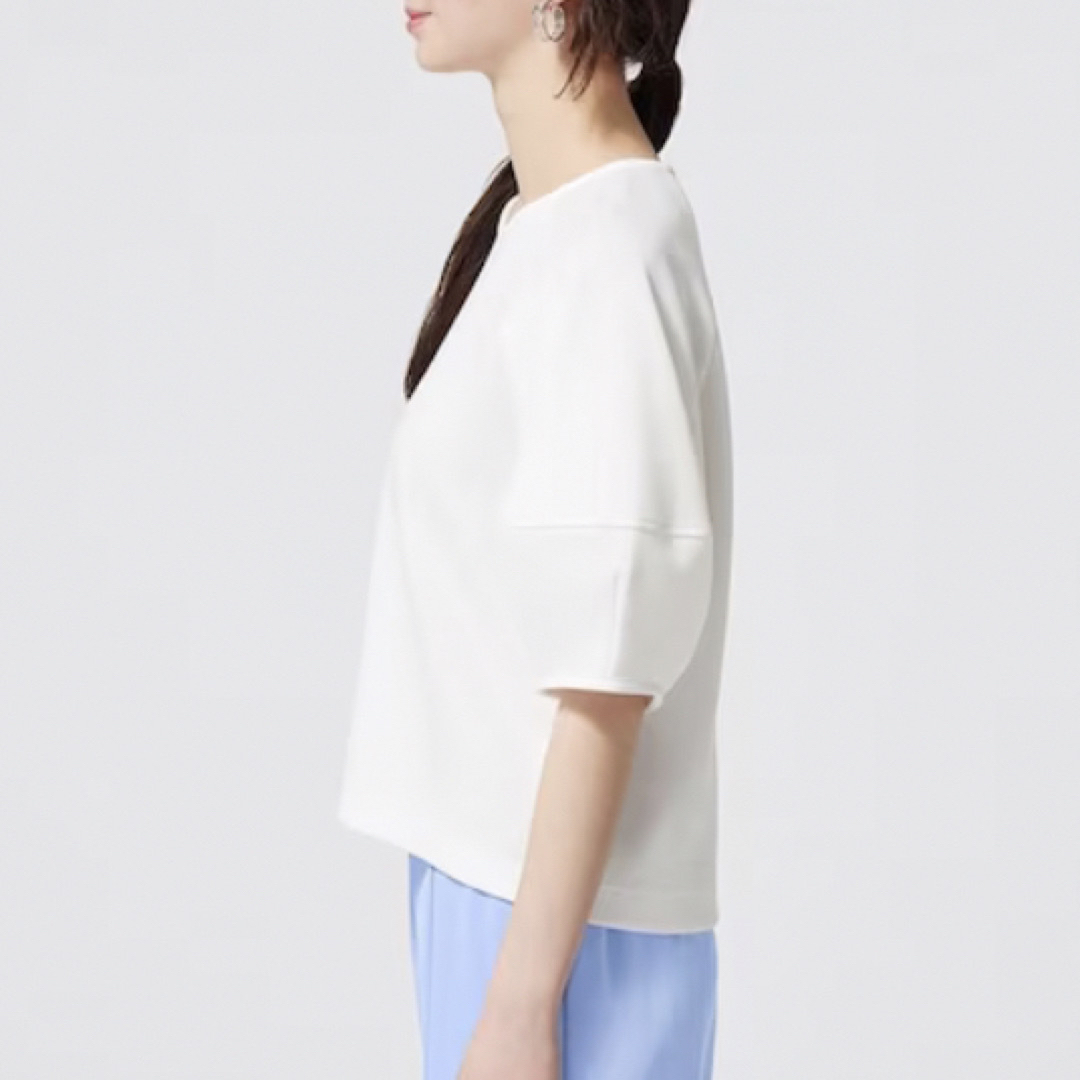 GU(ジーユー)の♡ＧＵ／ランタンスリーブＴ(5分袖)  ホワイト　Ｍ　一部店舗限定商品♡ レディースのトップス(Tシャツ(半袖/袖なし))の商品写真