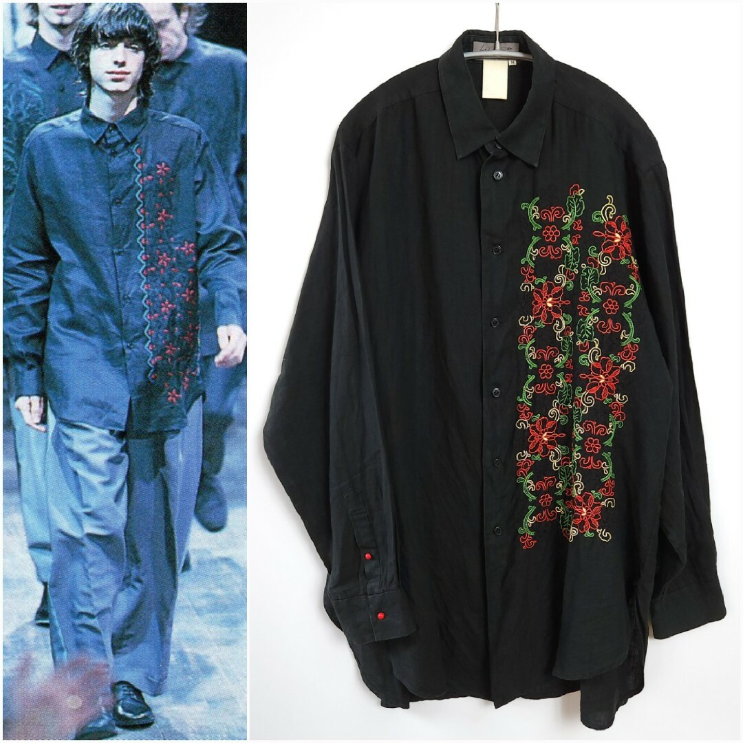 39s97ss98ss99ss98ss Yohji Yamamoto Pour homme 花刺繍シャツ