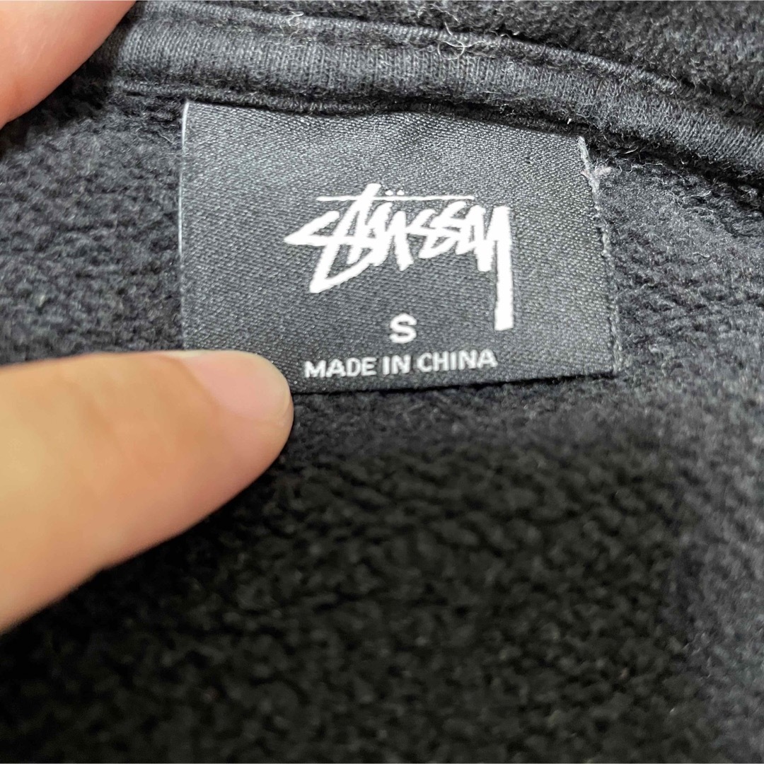 STUSSY - STUSSY ジップアップ ビックロゴ パーカー S ブラック 黒 白