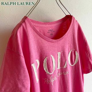 ラルフローレン(Ralph Lauren)のポロ ラルフローレン ロゴ刺繍 ワッペン Tシャツ 半袖 XL フューシャピンク(Tシャツ(半袖/袖なし))