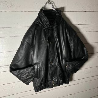 【本革】中綿リアルレザージャケット★ A-2 ブルゾン ハイネック 裏地総柄