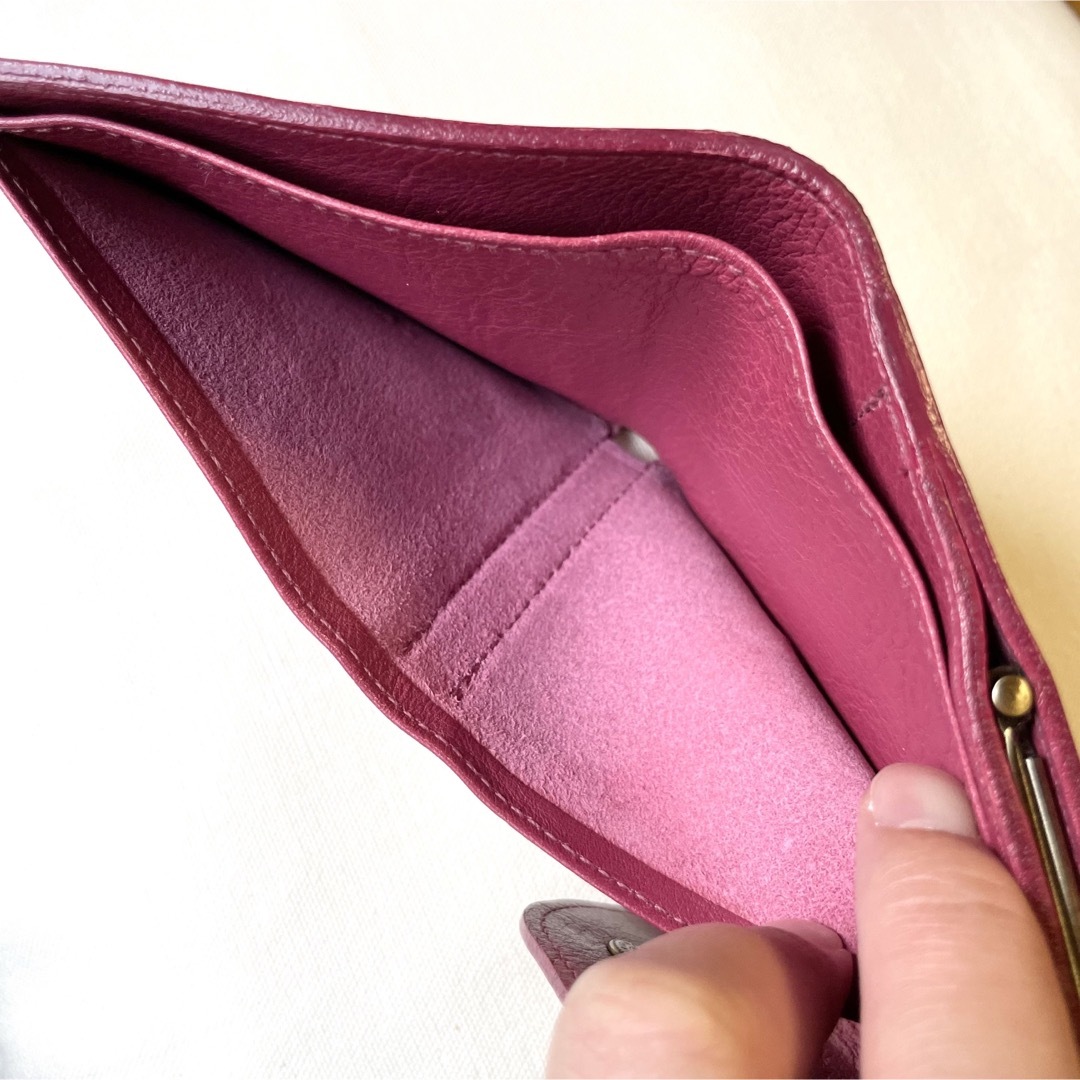 IL BISONTE(イルビゾンテ)の限定カラー完売品！イルビゾンテ ウォレット がま口 折り財布 ピンク イタリア製 レディースのファッション小物(財布)の商品写真