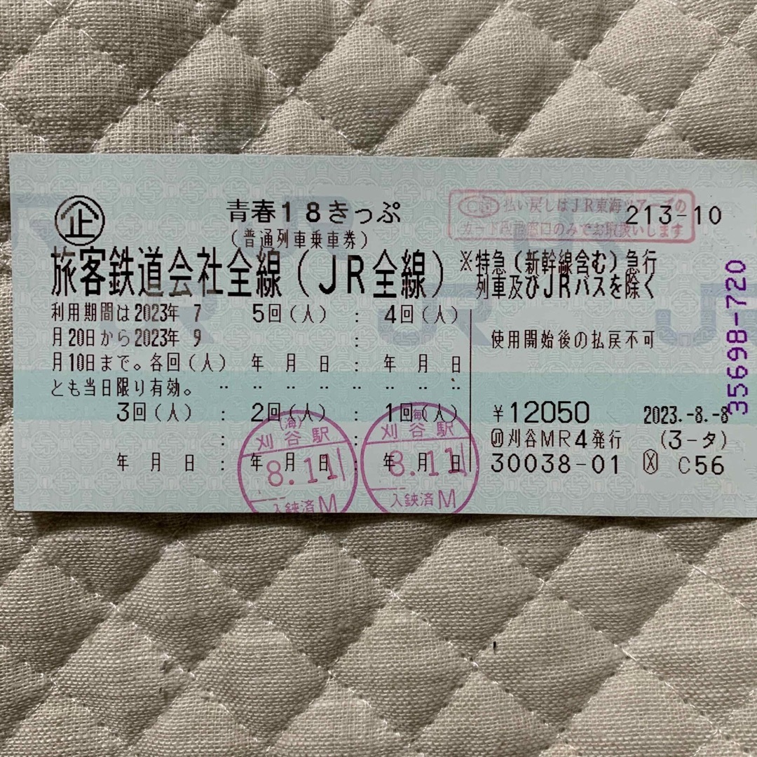 青春18きっぷ3回分　送料無料！チケット