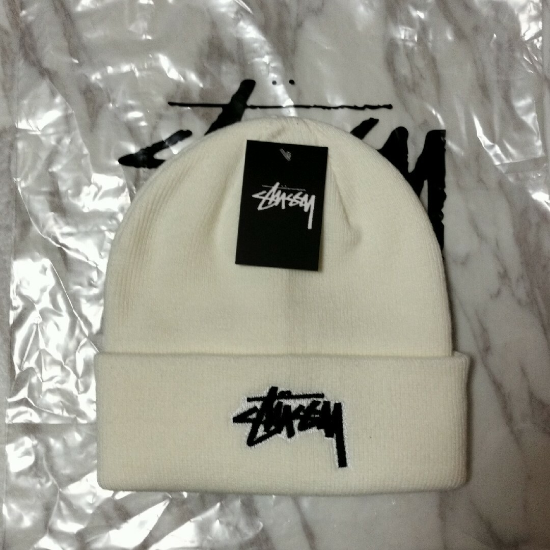 jp Stussy ステューシー ニット帽  スノーボード 白 ホワイト