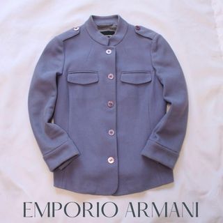 EMPORIO ARMANI ベルベットノーカラークロップドジャケット