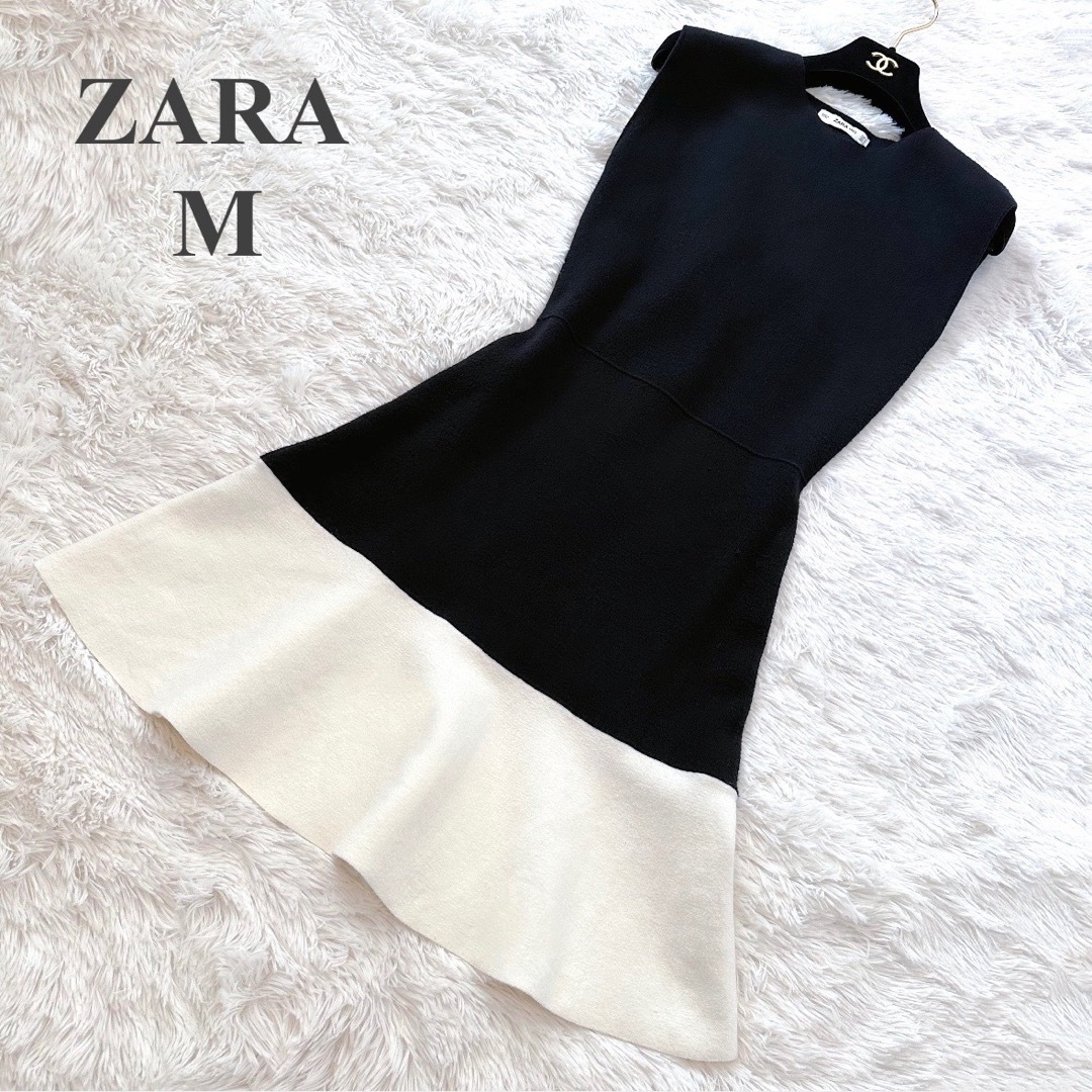 ZARA ZARA バイカラー ニット ワンピース 白×黒 Mの通販 by 値下げ交渉OK☆サブ岡田☆｜ザラならラクマ