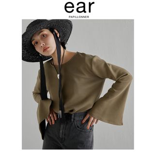 イアパピヨネ(ear PAPILLONNER)のear PAPILLONNER イアパピヨネ　フレアトップス　カーキ(カットソー(長袖/七分))