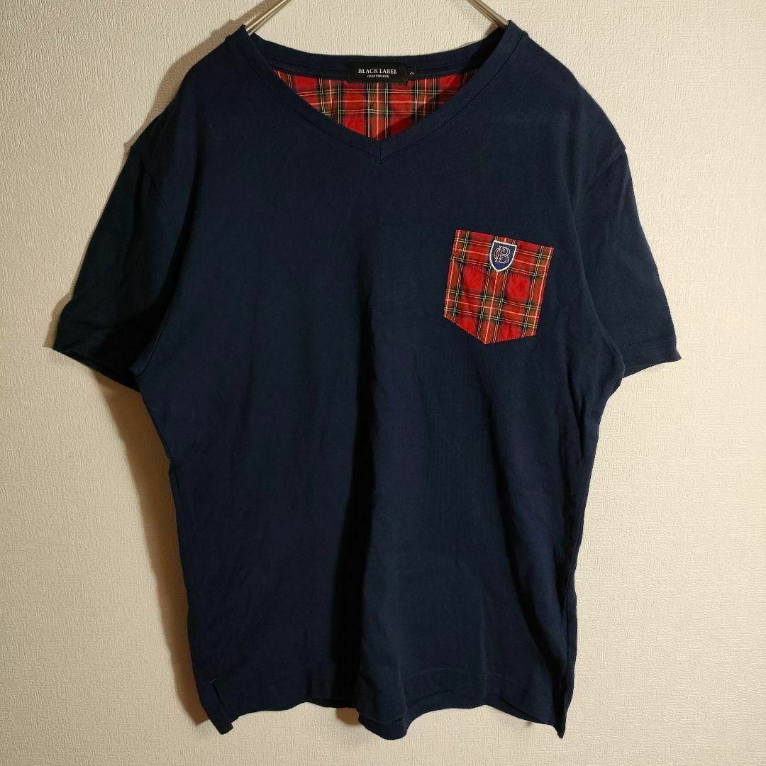 【CRESTBRIDGE クレストブリッジ】チェック柄半袖Tシャツ（M）Vネック