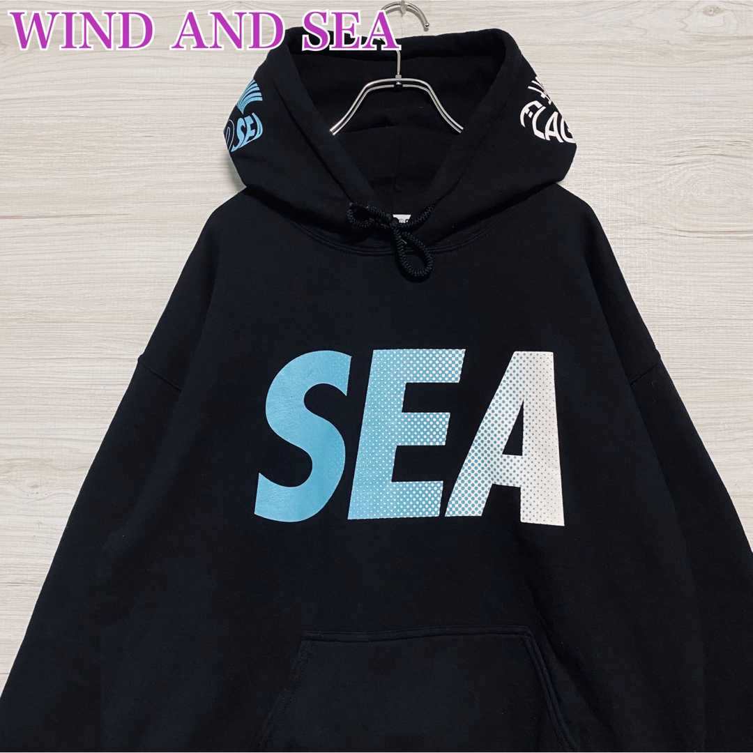 WIND AND SEA》ウィンダンシー デカロゴ プルオーバー パーカー古着-