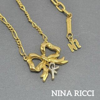 ニナリッチ(NINA RICCI)のNINA RICCI ネックレス リボン R フィガロ ゴールド シルバー(ネックレス)
