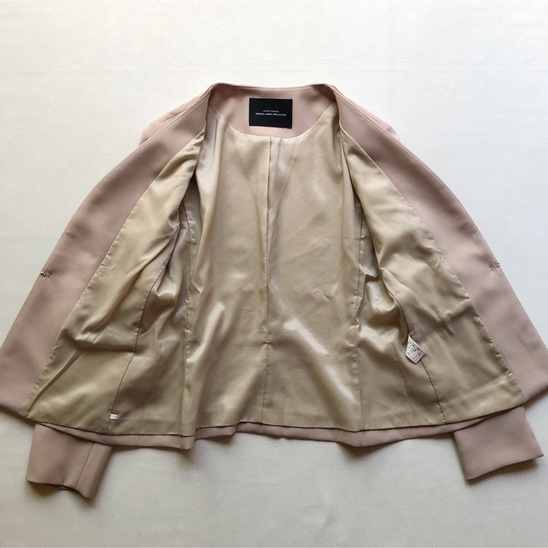401GRL手洗可ノーカラージャケットパンツセットアップ38M着回し