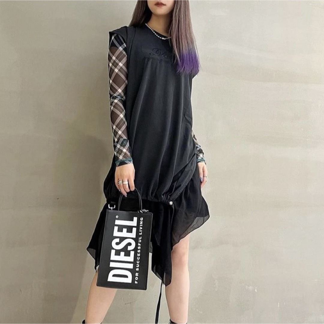 DIESEL(ディーゼル)の(ディーゼル) DIESEL レディース スウェットワンピース ドレス シフォン レディースのワンピース(ひざ丈ワンピース)の商品写真