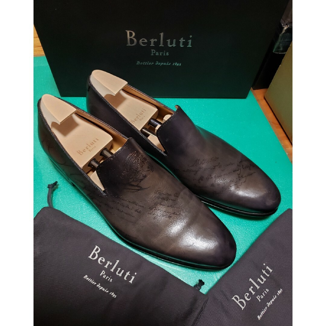 UK7ハーフカラー【極美品】Berluti ベルルッティ カーシヴ ガレ　ローファー　7.5