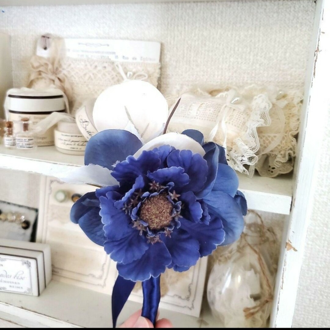 No.465 ウェディングブーケ ブートニア 結婚式 造花 インテリア 花束 ハンドメイドのウェディング(ブーケ)の商品写真