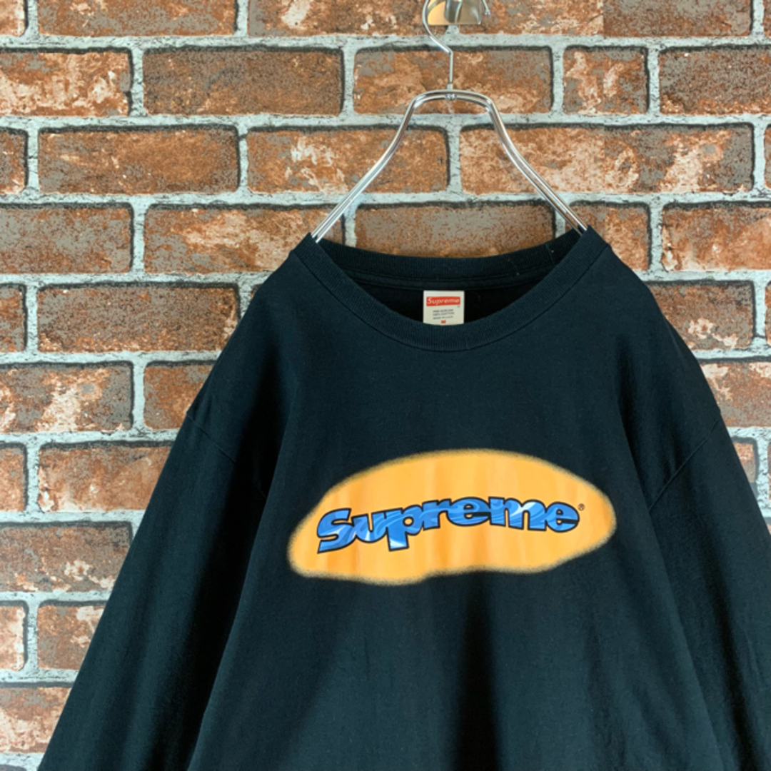 【即完売】シュプリーム　USA製　フロントロゴ　黒　ロングスリーブ　Tシャツ