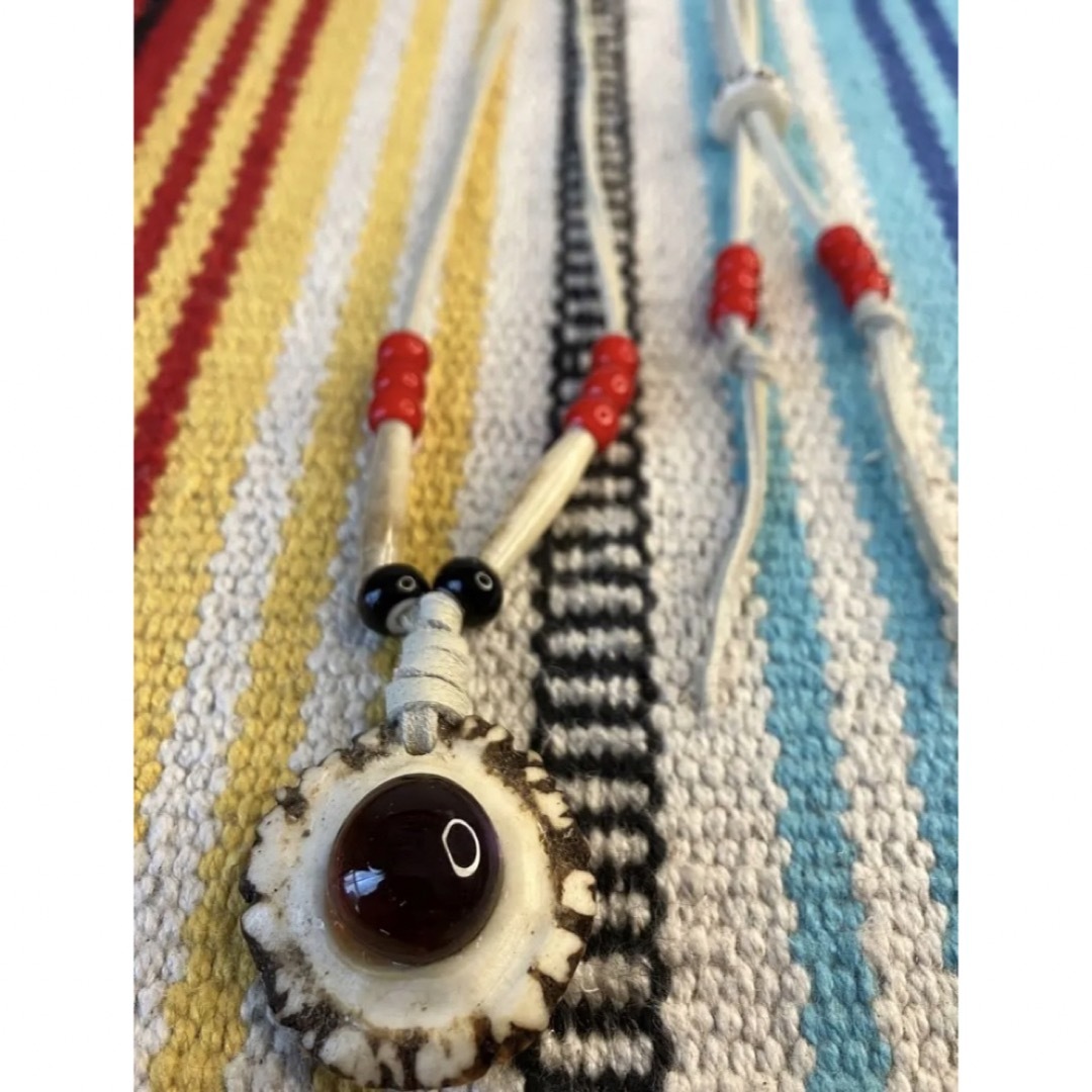 no.80鹿の角　チョーカー　ネックレス　ネイティブ　インディアン　紫玉 ハンドメイドのアクセサリー(ネックレス)の商品写真