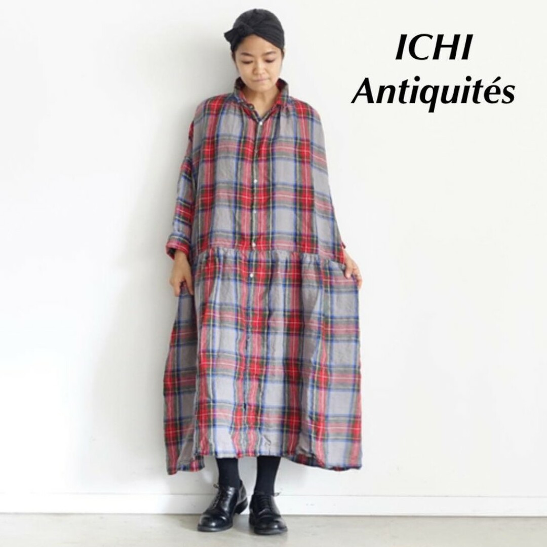 完売品 ichi Antiquites イチアンティークス リネンタータンチェッ