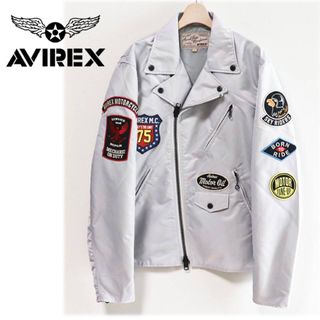 アヴィレックス(AVIREX)の《アヴィレックス》新品 豪華ワッペンナイロンライダースジャケット ブルゾン XL(ライダースジャケット)