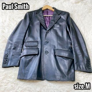 ポールスミス(Paul Smith)の最高級 Paul Smith カウレザー テーラードジャケット ブラック M(テーラードジャケット)