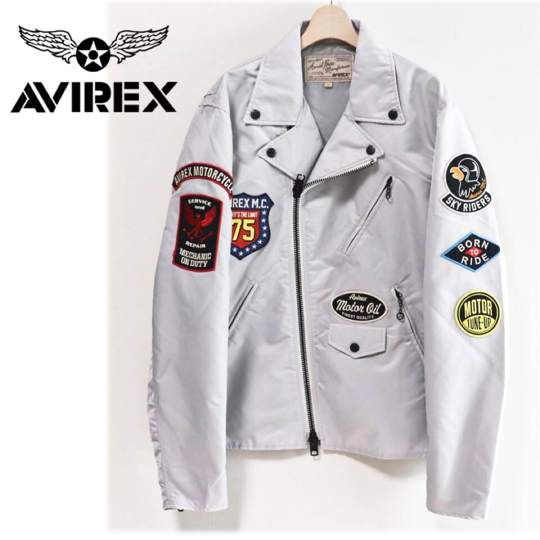 AVIREX(アヴィレックス)の《アヴィレックス》新品 豪華ワッペン ナイロンライダースジャケット ブルゾン L メンズのジャケット/アウター(ライダースジャケット)の商品写真