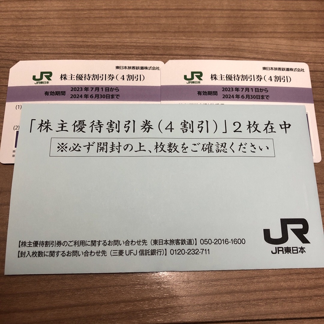 JR東日本鉄道　東日本旅客鉄道　株主優待割引券　2枚　4割引