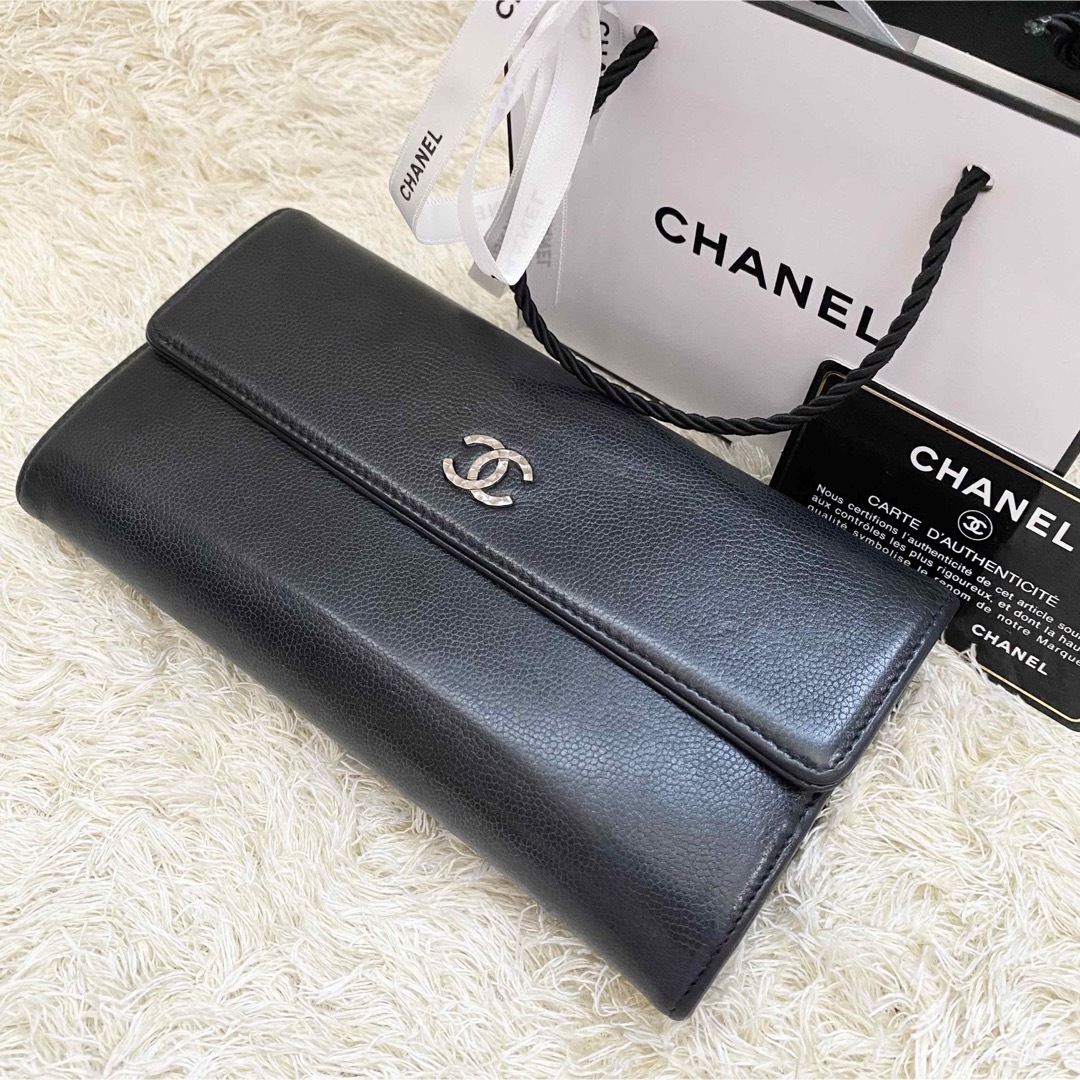 美品✨CHANEL セブルガ キャビアスキン  長財布 ココマーク