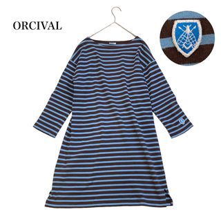 オーシバル(ORCIVAL)のオーシバル レアカラー 水色 ブラウン ボーダー チュニック ワンピース(ひざ丈ワンピース)