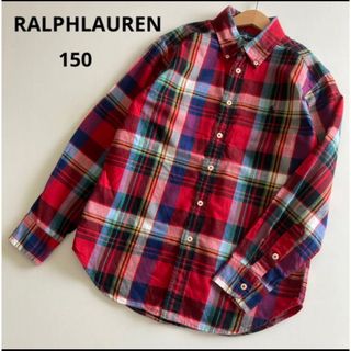 ラルフローレン(Ralph Lauren)のラルフローレン 長袖　ボタンダウン　赤　チェック　シャツ　ポニー　150 秋　冬(Tシャツ/カットソー)