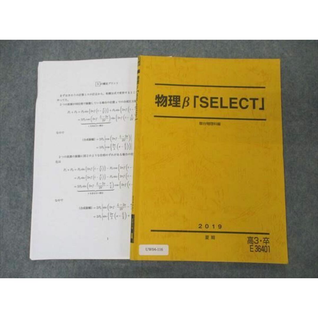 UW04-116 駿台 物理β SELECT テキスト 2019 夏期 10m0D