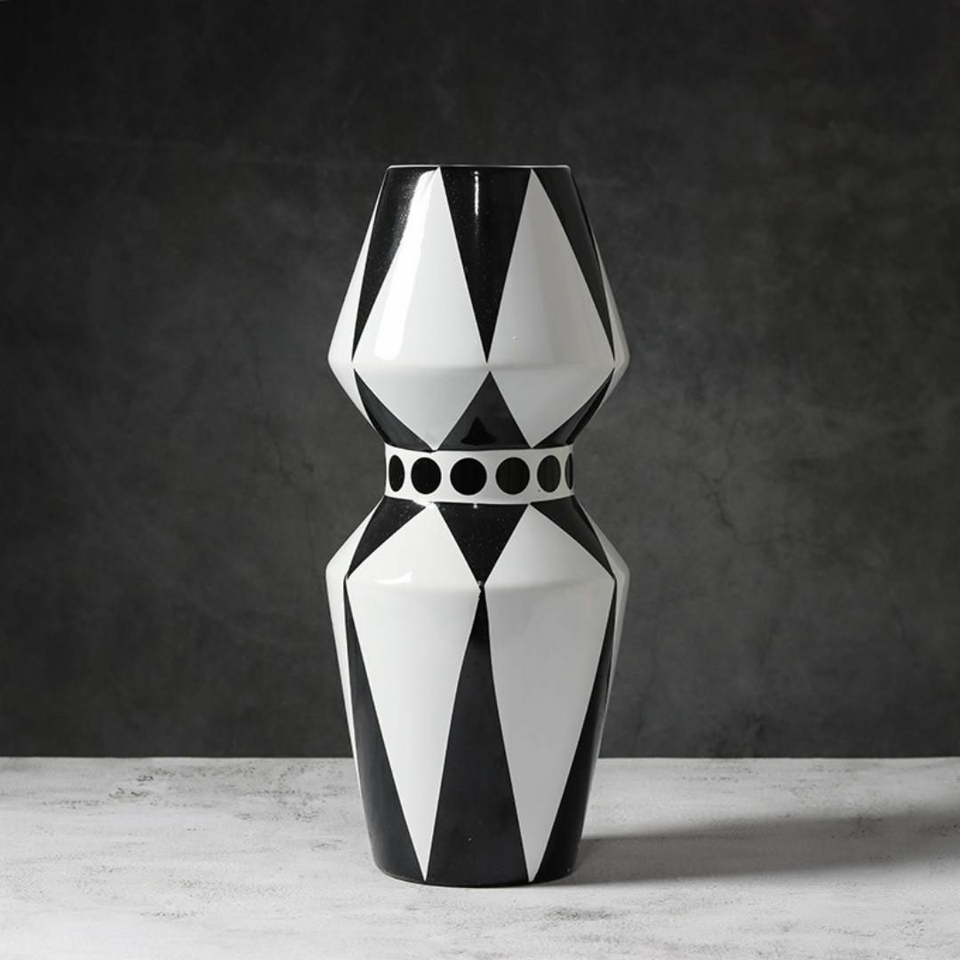 モノトーン 花瓶 おしゃれ 大きい 幾何学 陶器 シノワズリ フランフラン好き
