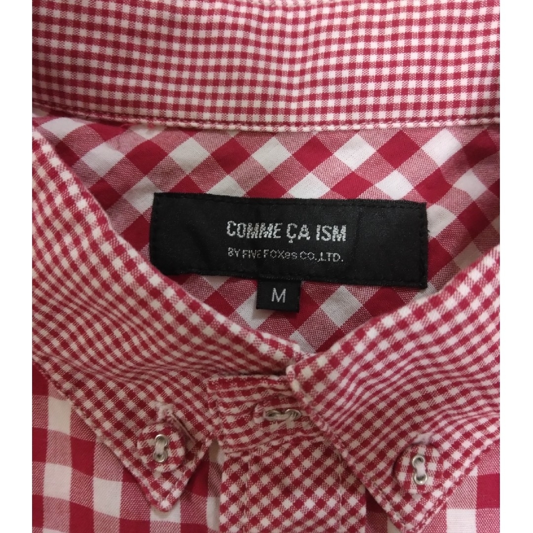 COMME CA ISM(コムサイズム)のｺﾑｻｲｽﾞﾑ　赤　チェック　シャツ　サイズM レディースのトップス(シャツ/ブラウス(半袖/袖なし))の商品写真
