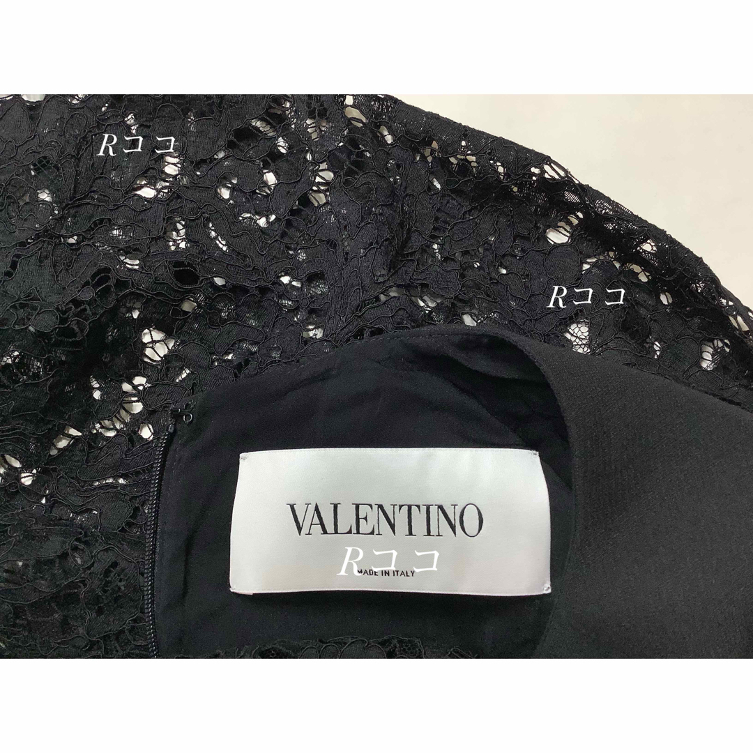 VALENTINO ヴァレンチノ シルク総柄シャツ リボンタイスタンドカラープルオーバーシャツ ホワイト/ブラック TB3AE02R551