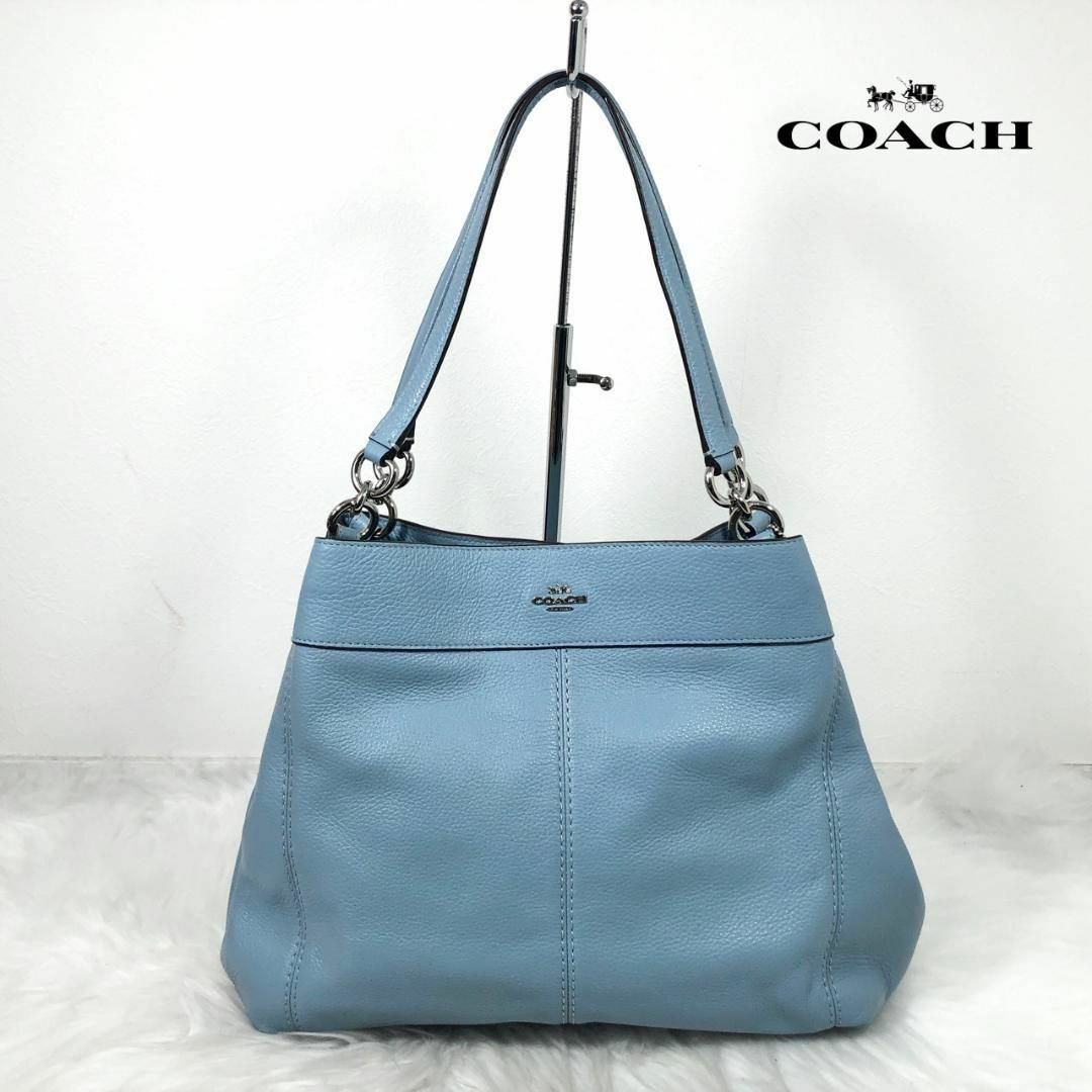 コーチ COACH レザー ショルダーバッグ トートバッグ ブルー