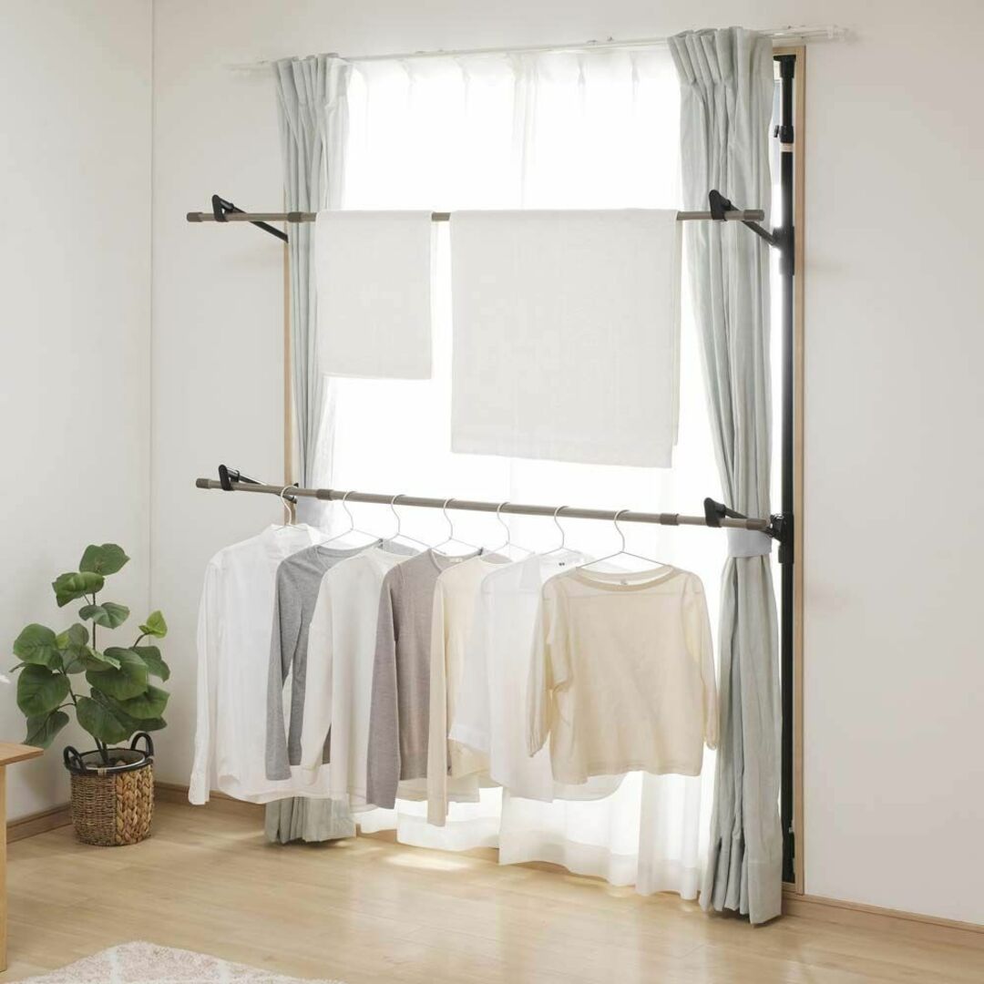 【色: ブラック】アイリスオーヤマ 窓を開けるだけで外に干さずに乾かせる窓枠洗濯 6