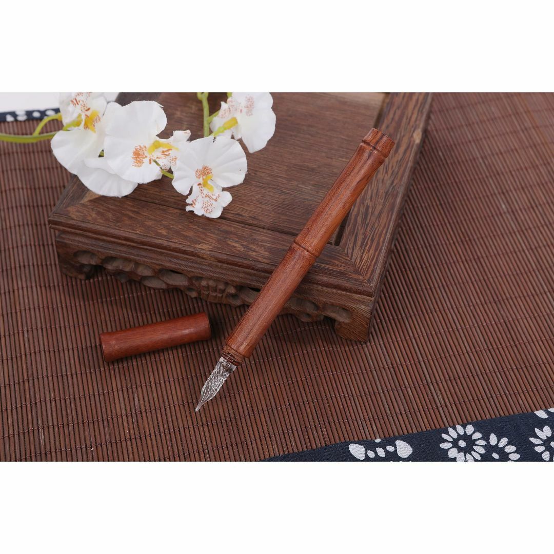 色: 薄茶tegning ガラスペン 木 木製 ペン 万年筆 高級 薄茶