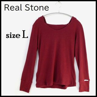 リアルストーン(Real Stone)のリアルストーン レディース トップス フード付き Vネック Tシャツ L(カットソー(長袖/七分))
