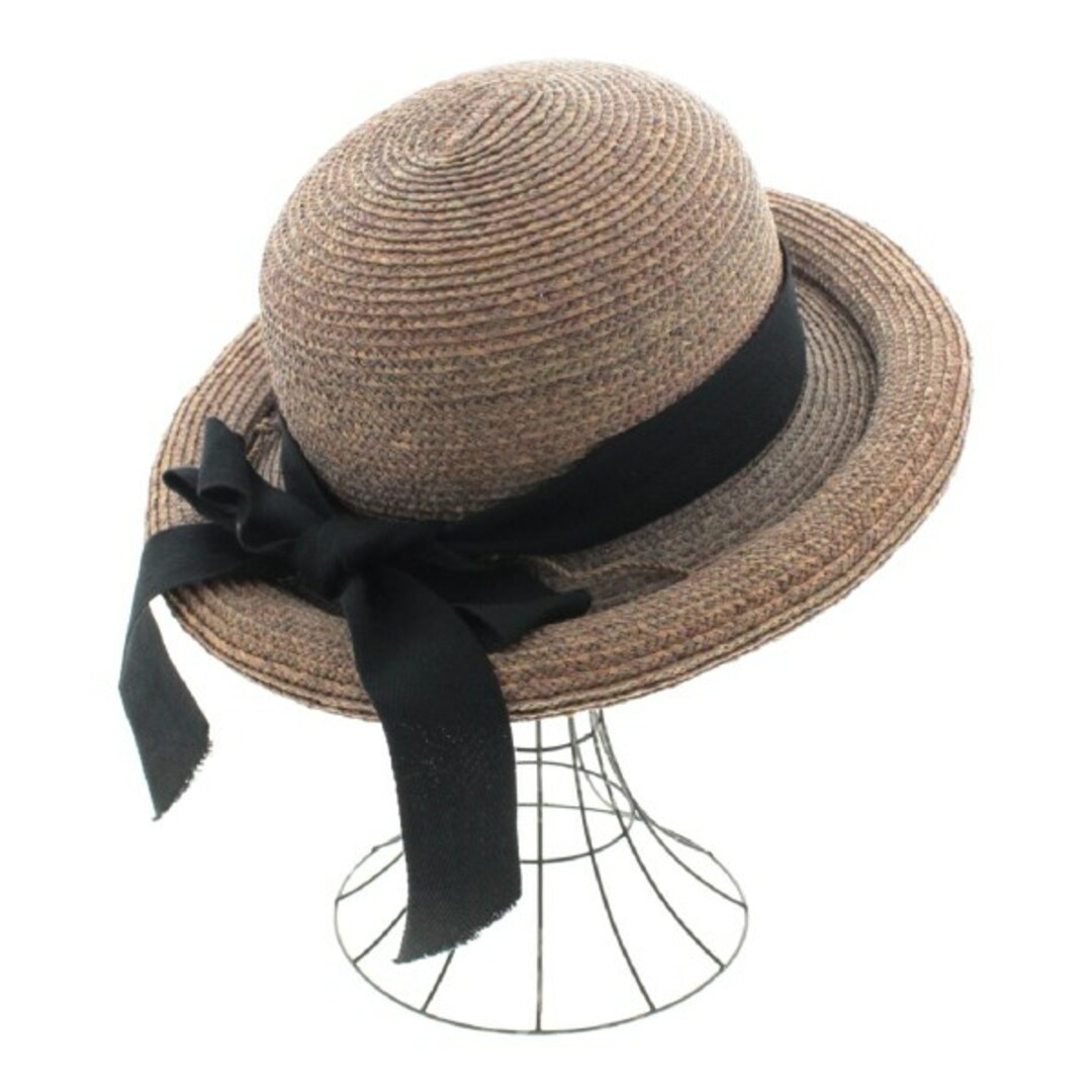 ヘレンカミンスキー ARMADA ラフィアハット 帽子 リボン 茶 黒