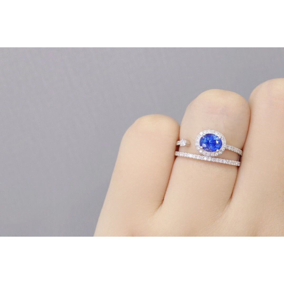 天然 ロイヤルブルーサファイア ダイヤ リング1.04ct k18 fの通販 by