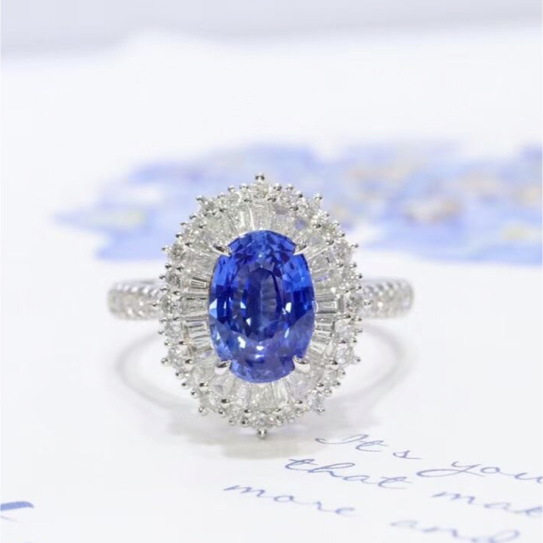 天然 ロイヤルブルーサファイア ダイヤ リング1.35ct k18 ¥2