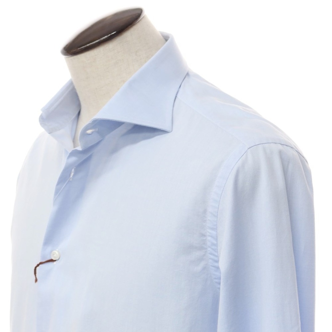 ボリエッロ BORRIELLO ツイルコットン ワイドカラー ドレスシャツ ライトブルー【サイズ44】【メンズ】 1