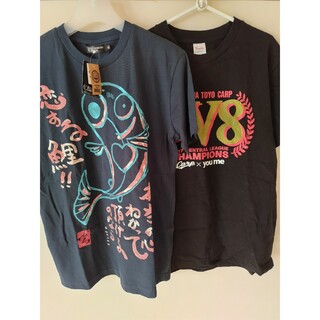 ヒロシマトウヨウカープ(広島東洋カープ)の最終価格【2枚セット】カープ V8&恋する鯉Tシャツ Mサイズ(Tシャツ/カットソー(半袖/袖なし))