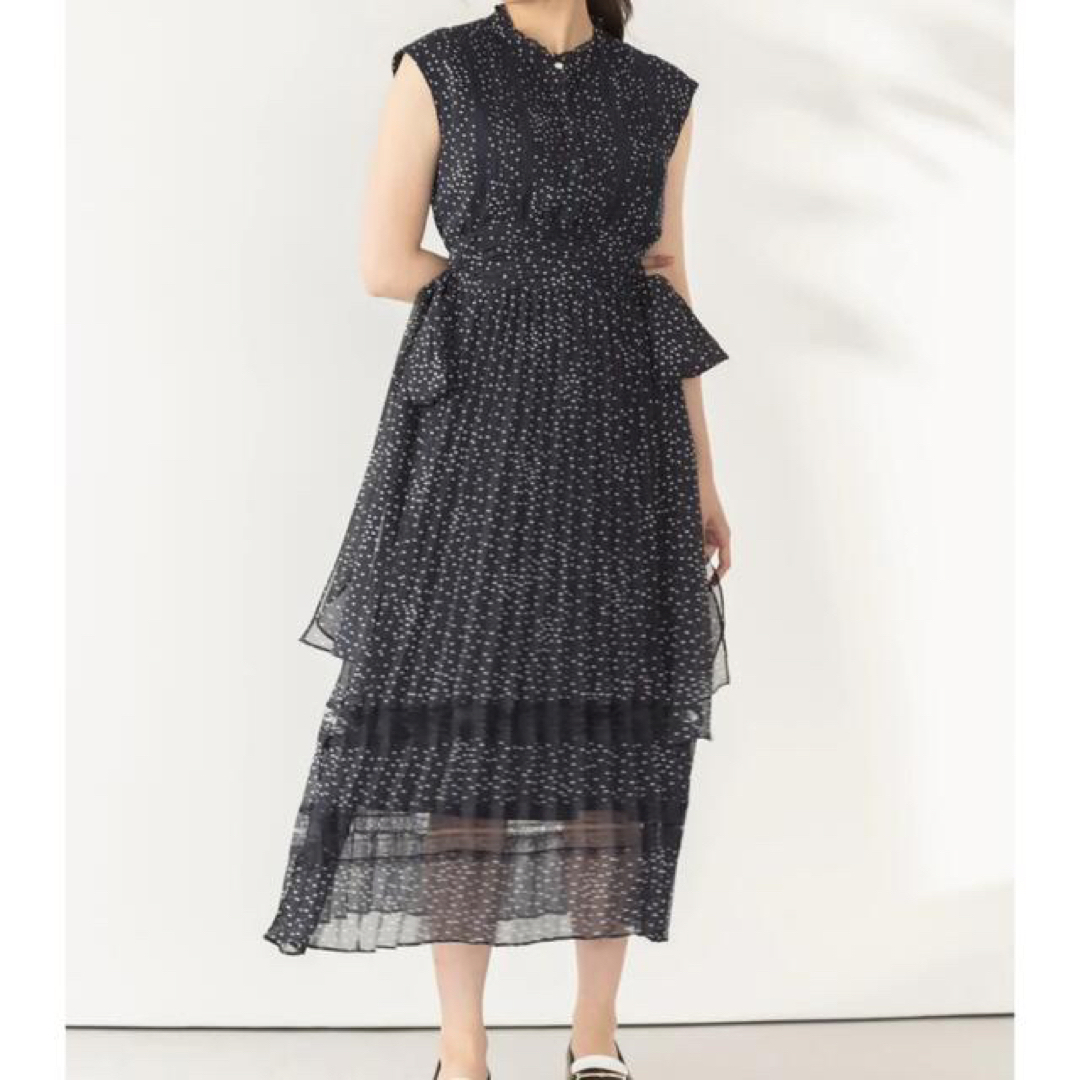 herlipto Polka Dot Side Pleated Dress - ロングワンピース/マキシ