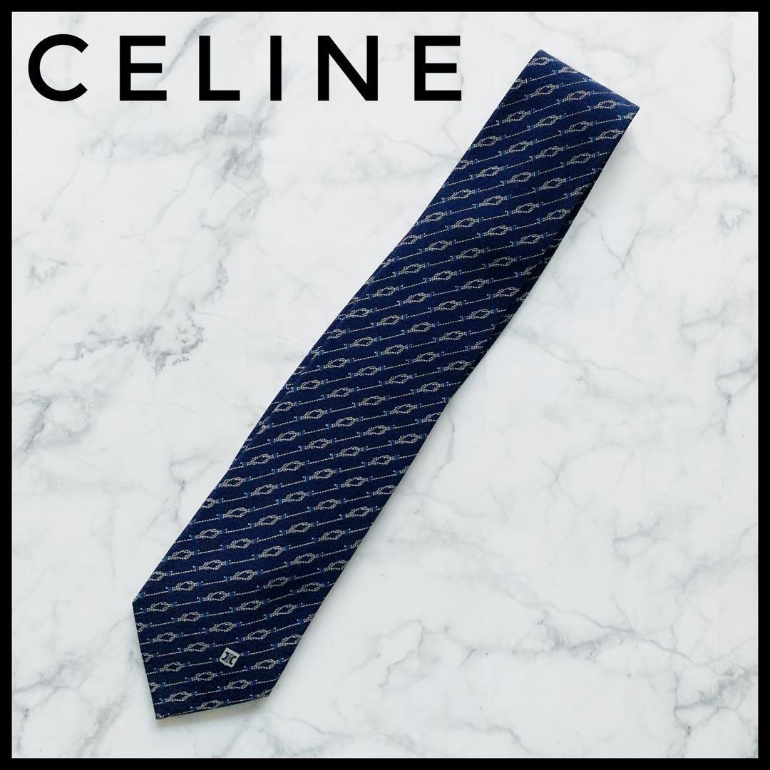 celine - 希少 セリーヌ ネクタイ ハイブランド マカダム柄 青 希少