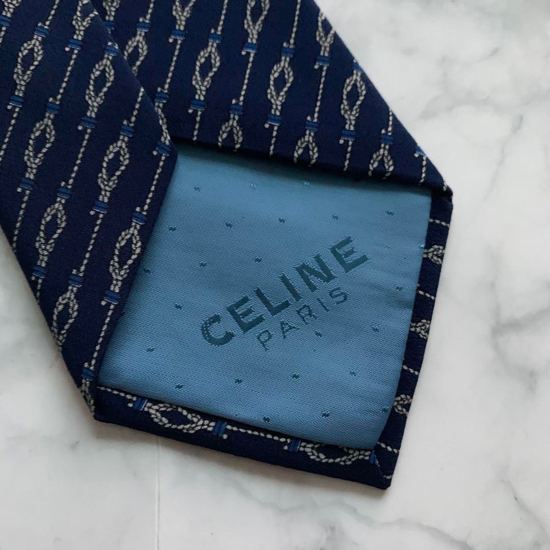 celine - 希少 セリーヌ ネクタイ ハイブランド マカダム柄 青 希少