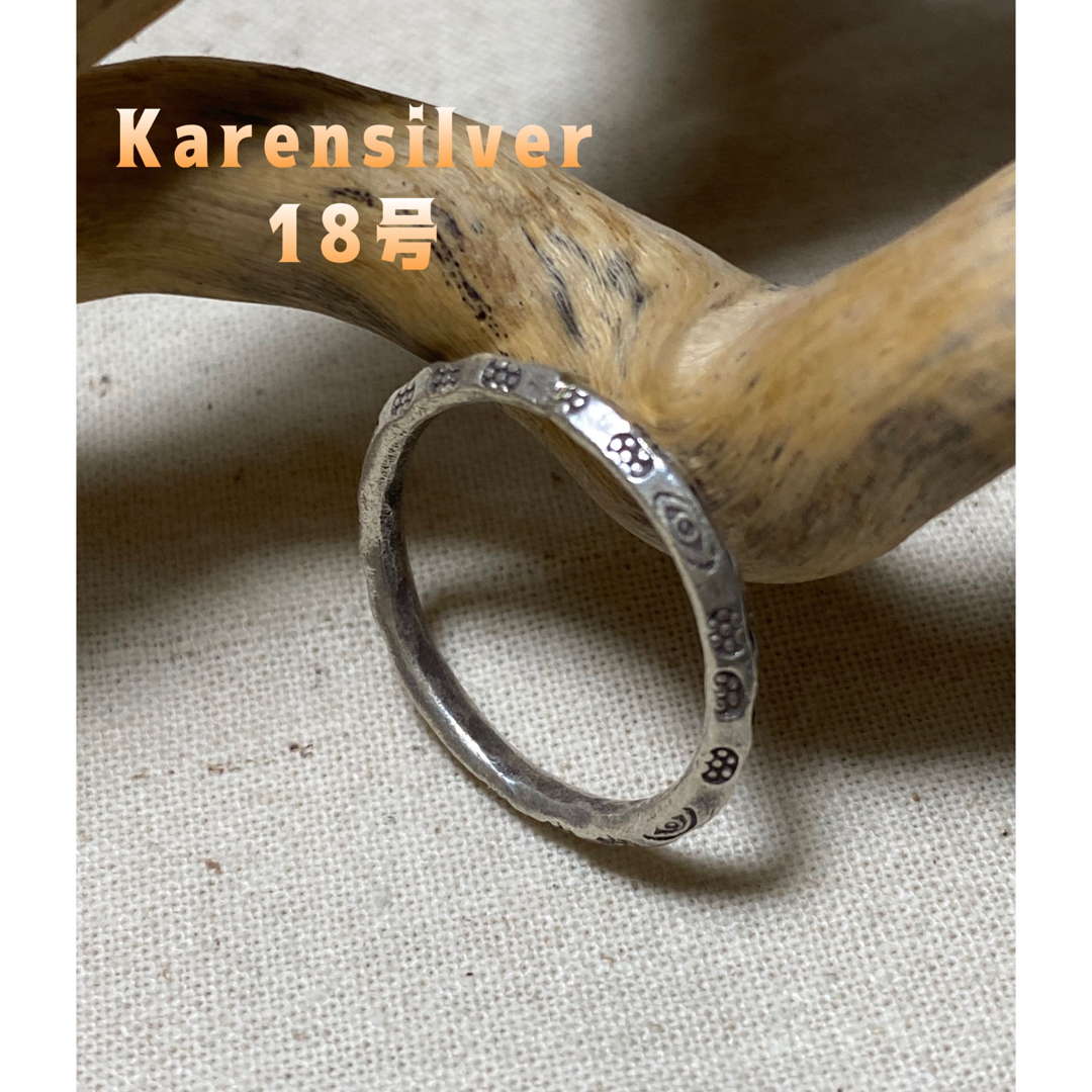 カレン族　ハンドメイドシルバーリング　ヴィンテージ　民族手作りアクセサリー97モ メンズのアクセサリー(リング(指輪))の商品写真