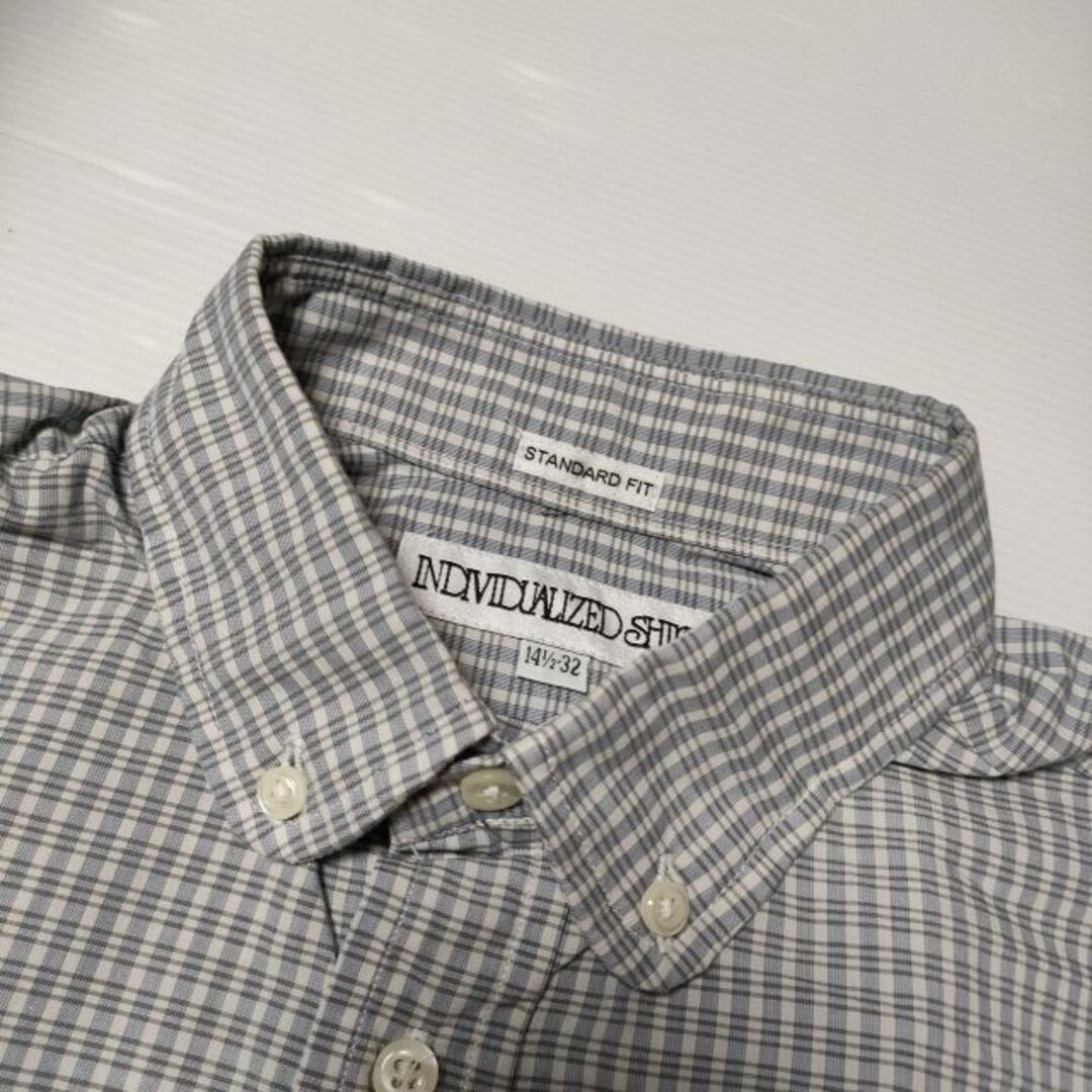 INDIVIDUALIZED SHIRTS(インディヴィジュアライズドシャツ)のINDIVIDUALIZED SHIRTS ボタンダウン チェック 14.5 長袖シャツ ブルー メンズ インディビジュアライズドシャツ【中古】3-0814M∞ メンズのトップス(シャツ)の商品写真