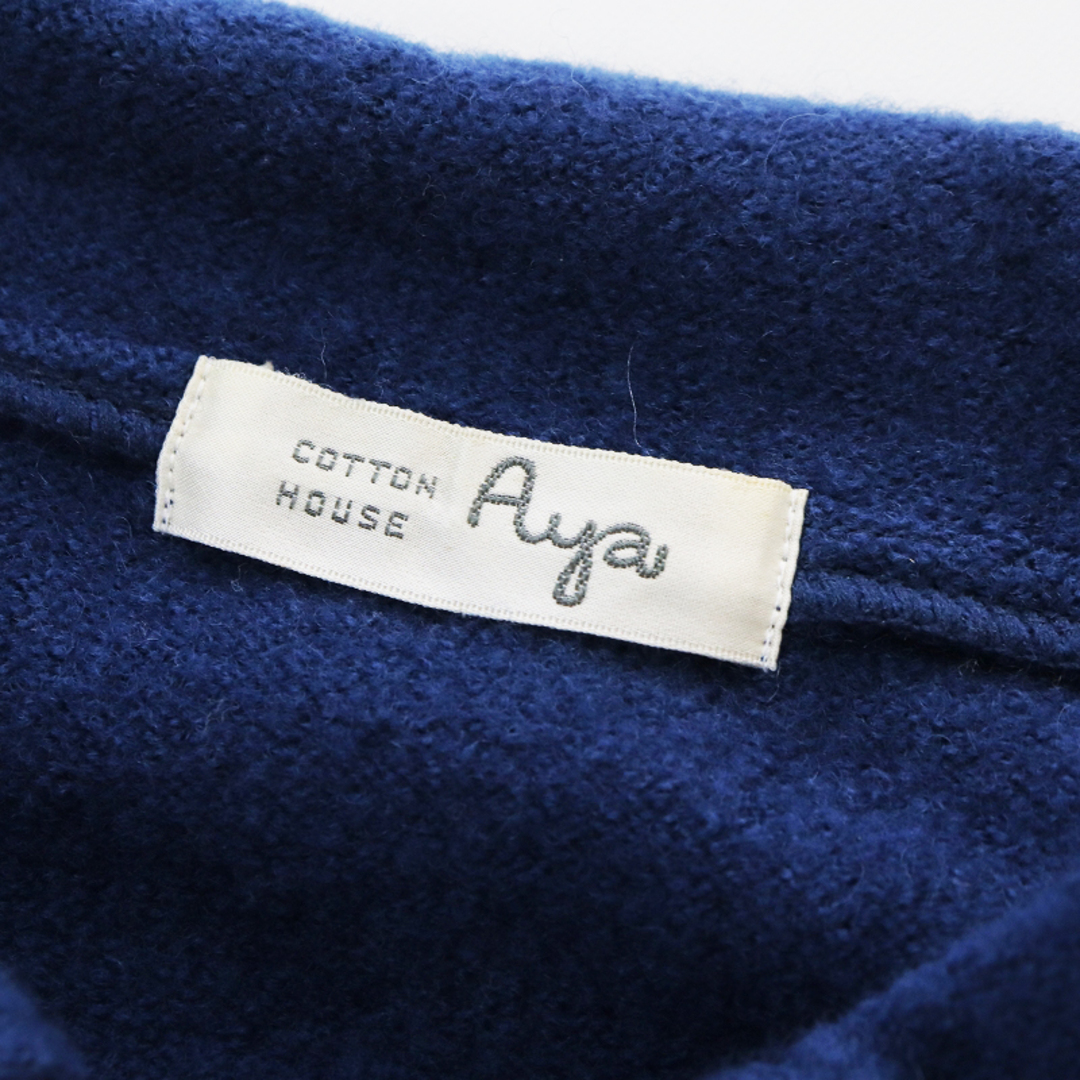 【美品】Cotton House Aya チェック柄　ノーカラーシャツ　Mサイズ