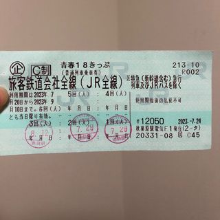 青春18切符　1回分(鉄道乗車券)