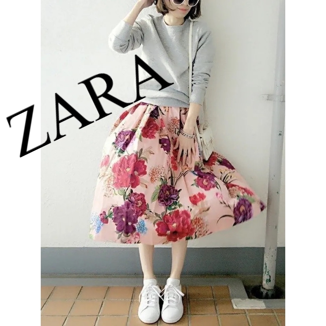 美品　ZARA ザラ　ロングスカート　スカート　花柄　ピンク　人気　完売 | フリマアプリ ラクマ